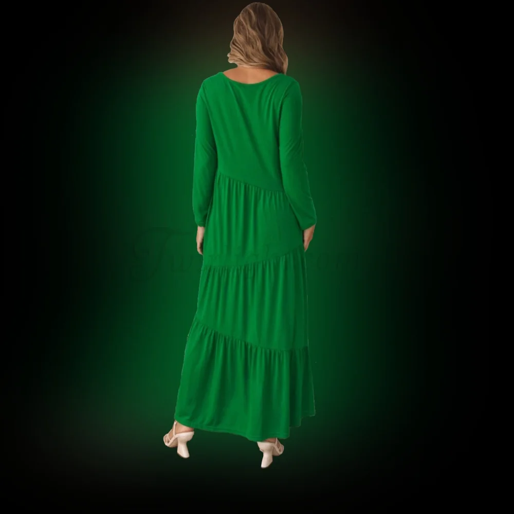 Emerald: Green Tiered Maxi Dress - Picture 3 of 3